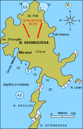 sailing approaches on Schinoussa or Skhinoussa island