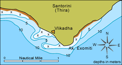 Santorini, Vlichada port approaches