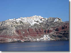 Sailing under Fira in Santorini