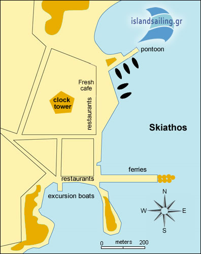 Chart of Skiathos charter base at sailing boat marina