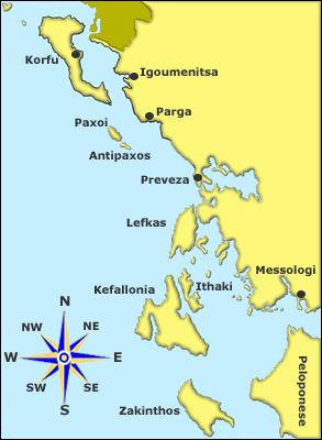 The Ionian sea sailing itineraries - Ionian islands sailing route