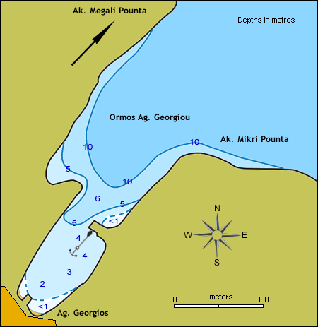 Agios Georgios bay and port at Iraklia or Heraklia island